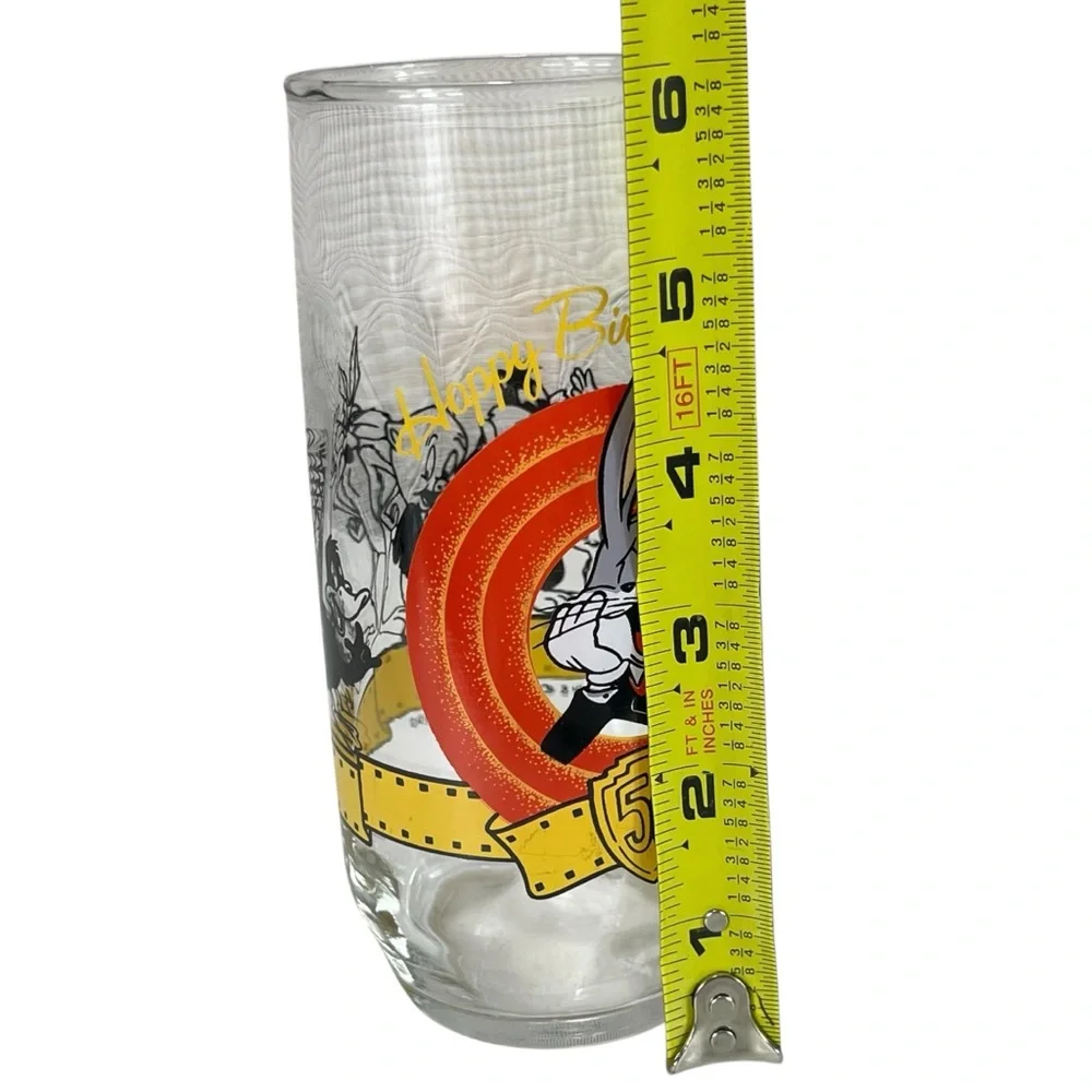 Vintage 1990 Bugs Bunny Glass Happy Birthday‎ Bugs 50th Anniversary Looney Tunes